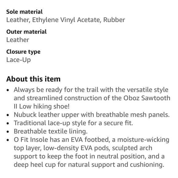 Oboz Sawtooth II Low Women’s Sz 9 Gray Mesh/brown Leather Hiking Shoes Boots - Picture 12 of 12